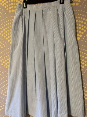 Daks London Blue Pinstripe Pleated A-Line Skirt - Vintage English Countryside